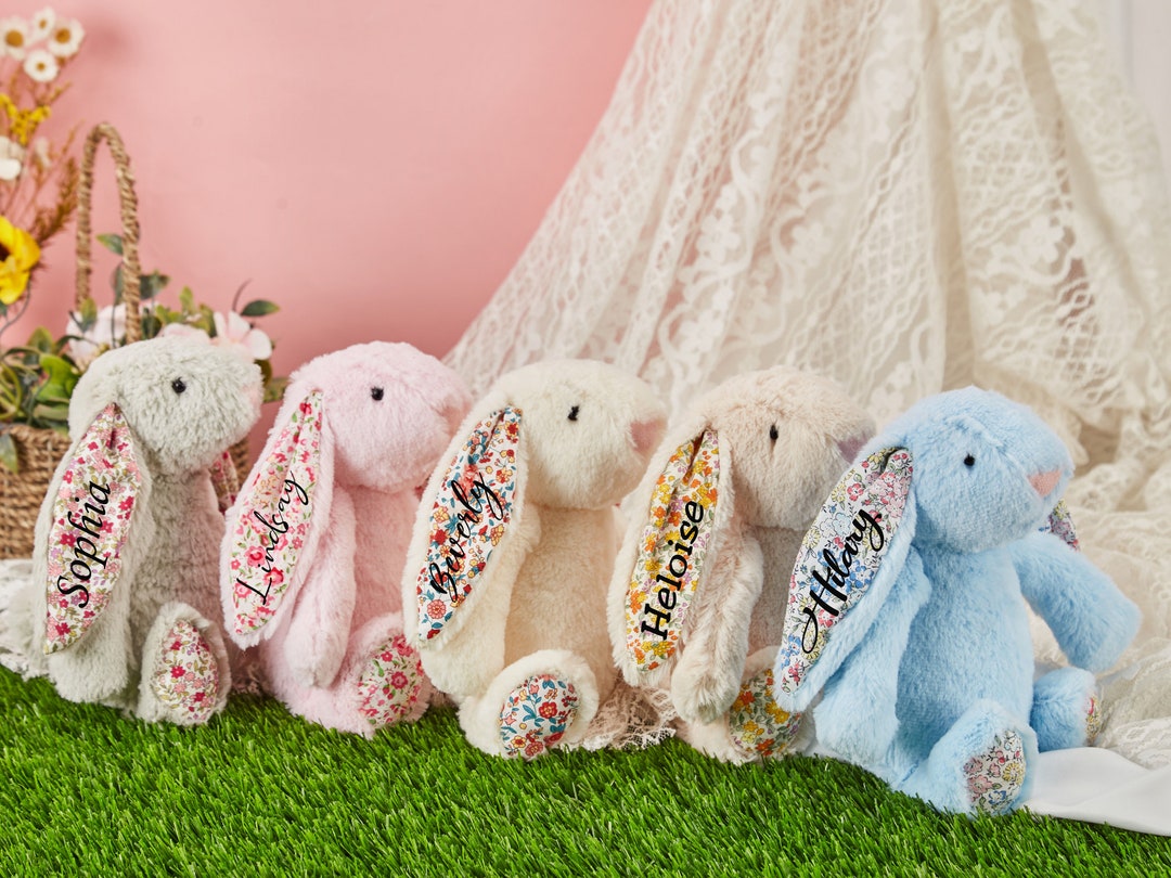 Personalized Bunny, Stuffed Bunny Rabbit, Monogram Bunny Plush Rabbit
