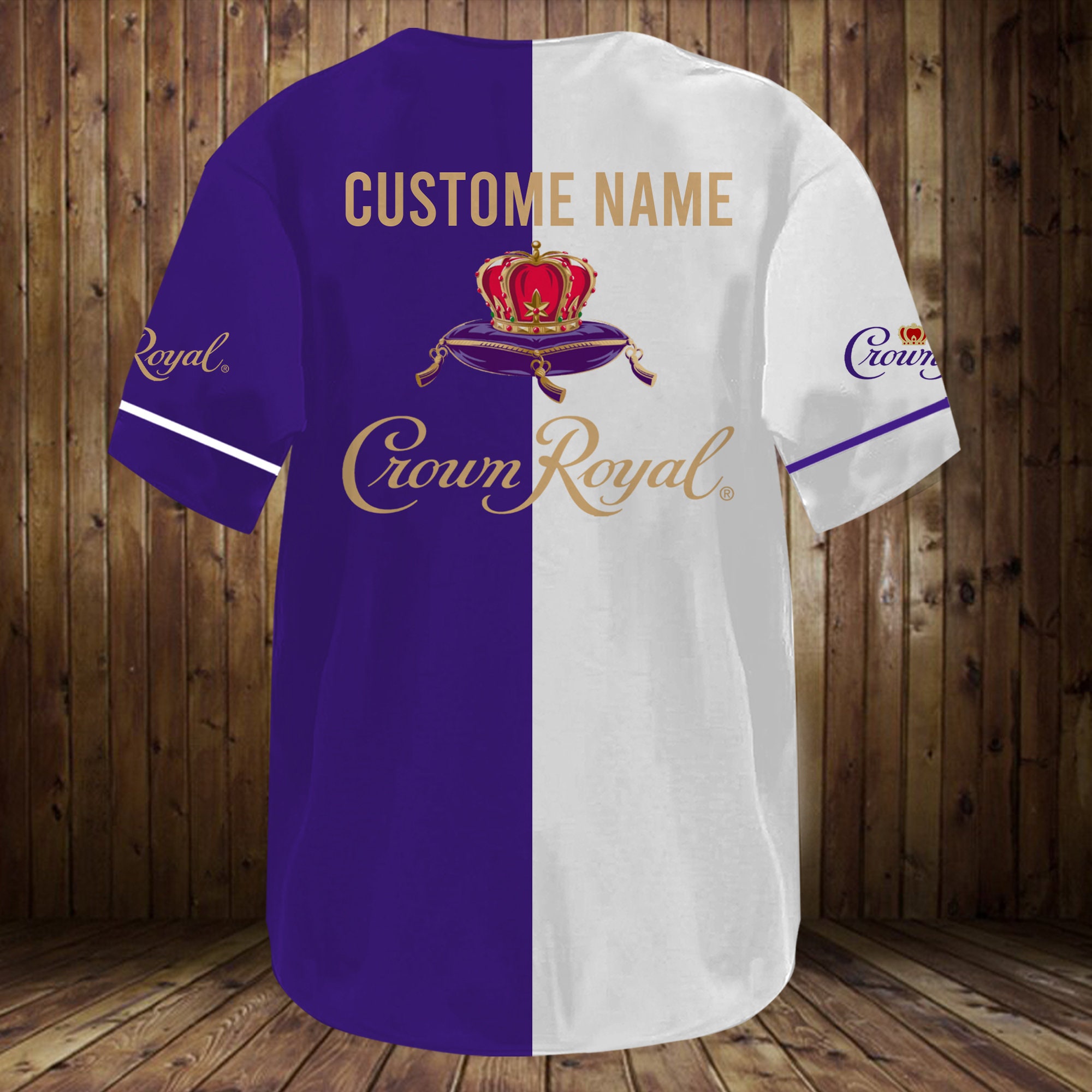 White Purple Crown Royal Baseball Jersey
