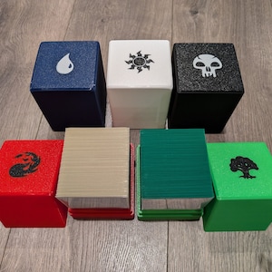 Caja de mazo personalizada de Magic: The Gathering para Commander de EDH / Temática de colores de maná / Capacidad para 100 cartas con funda doble
