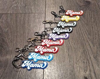 MAMA Keychain - Available in 9 Colors - Personalized Key Ring Options - Cursive Style - Unique Accessory - Gift Idea