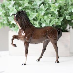 Vintage Royal Doulton Ceramic Horse Figurine - Glossy Brown and White, Mid-Century Decor, Minor Ear Chip - Mothers Day Gift - Birthday Gift