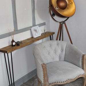 Wooden Console SlimTable with Hairpin Legs, Sustainable Scaffold Board, Hallway Entry, Radiator Cover, Handmade, Rustic