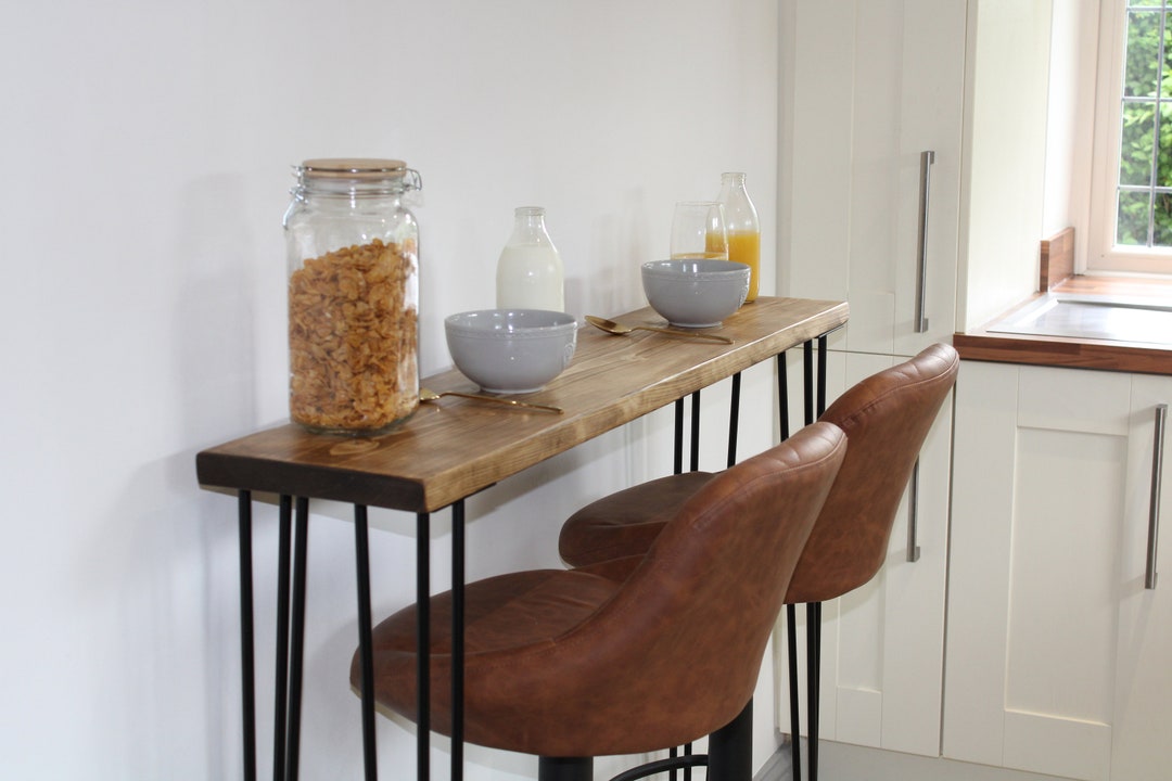 Wooden Breakfast Bar With Hairpin Legs Scaffold Board Kitchen Table Rustic Bar Desk. Etsy