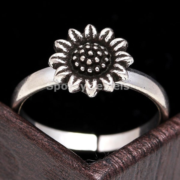 Sterling Silver Sunflower Ring, Sunflower Adjustable Toe Ring, Antique Vintage Jewelry, Designer Handmade Women Silver Jewelry, Toe Ring