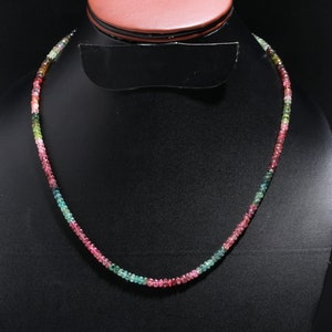 AAA+ Multi Tourmaline Gemstone Necklace, Natural Multi Tourmaline Necklace, 925 Sterling Silver Watermelon Tourmaline Jewelry, New Year Gift