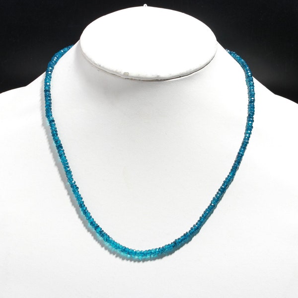 Collier de perles de topaze de Londres scintillante, collier de perles de pierres précieuses rondelles à facettes de 4 mm, bijoux topaze de Londres, collier en cristal bleu, cadeau