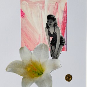 Original handmade artwork, vintage images, acrylic painted piece and wax signature seal.