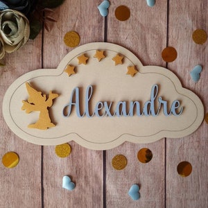 Mickey wooden door plate customizable with your child's first name exists in girl version see shop