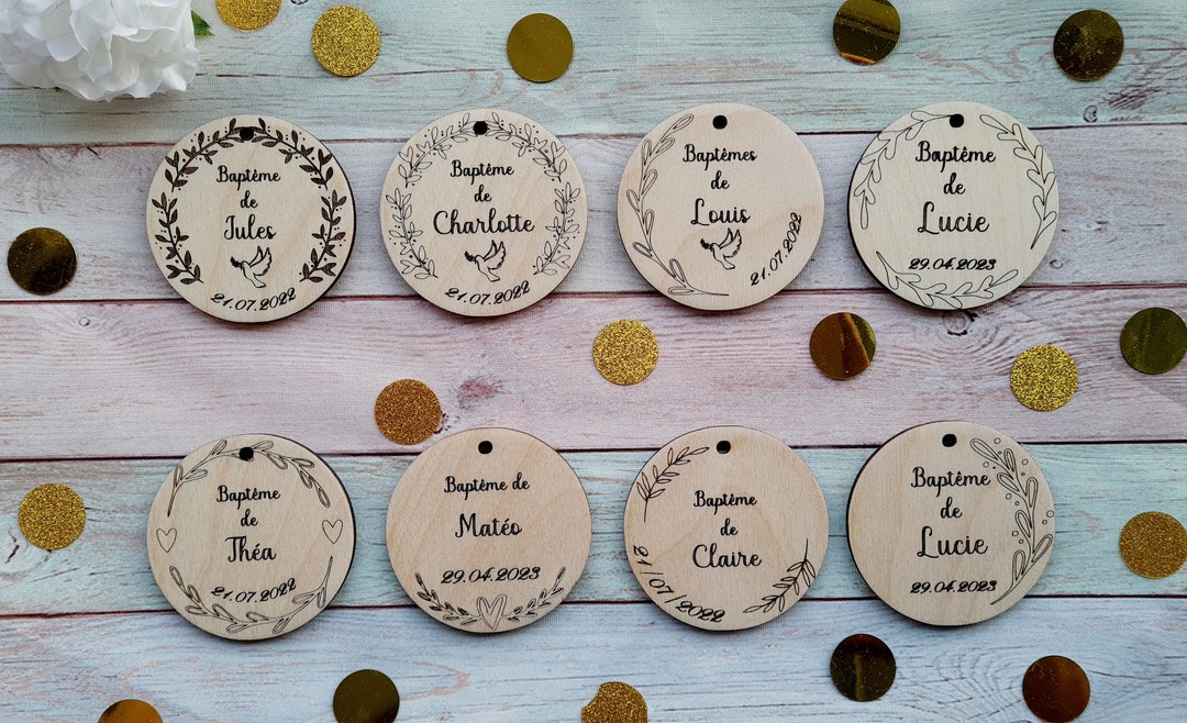 Personalized Wooden Medallions for Baptism, Wedding, Communion