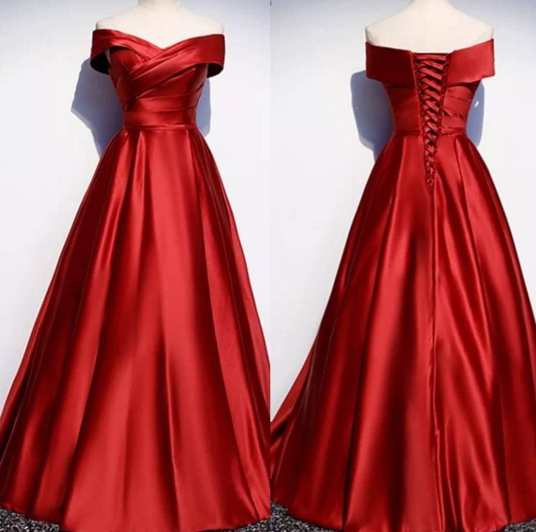 Vestido dama de honor de satén rojo de novia - Etsy