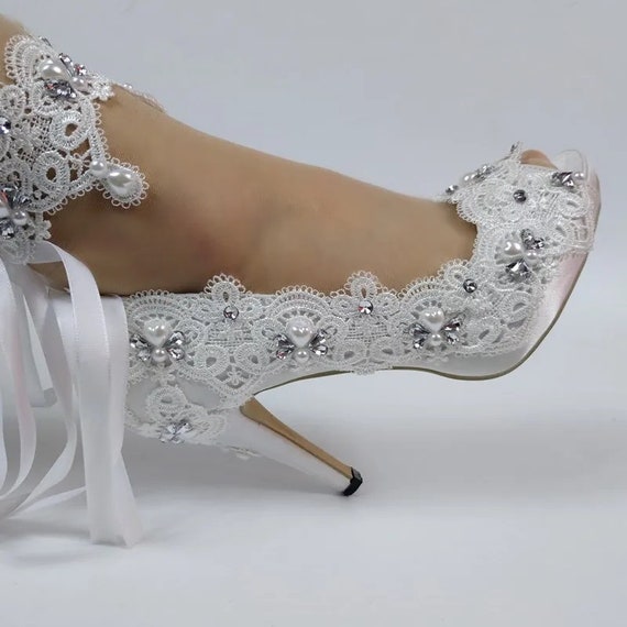 Wedding Shoes for Bride Beaded Crystal Bridal Shoes prom Pageant