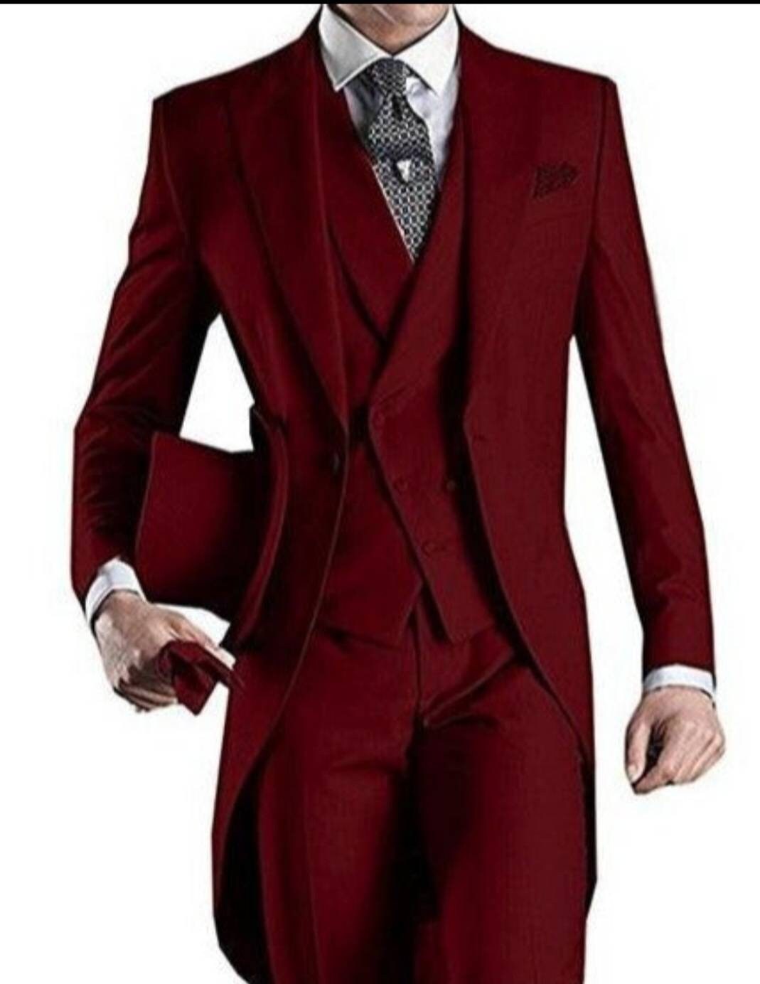 Mens White Wedding Suit, Tailcoat Groom Tuxedo Suit, Formal Custom Made