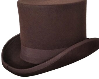 Brown top hat for men,  Top hat for men, Tuxedo top hat,  Wedding top hat , Brown felt top hat, top hat brown