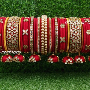 Red Punjabi Chuda Traditional Silk Thread Wedding Bangles for Traditional Bridal Bangles for Women