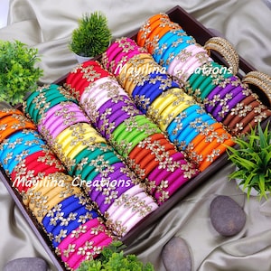 Multicolor Silk Thread Return Gift Bangles for Baby Shower, Marriage, Navratri, Diwali and House Warming Function