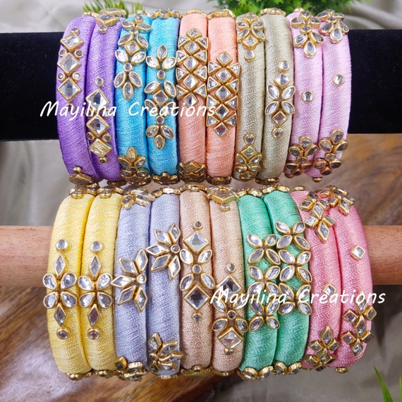 Pastel Colors Silk Thread Bangles for Women and Kids Return Gifts for Pooja Wedding Baby Shower Housewarming Etsy