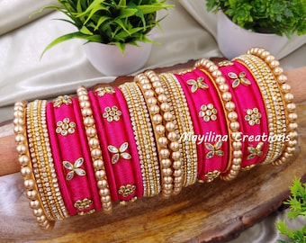 Silk Thread Chura Bangles for Bridal Lehenga