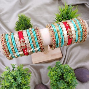 Silk Thread Kundan Traditional Indian Bangles for Women