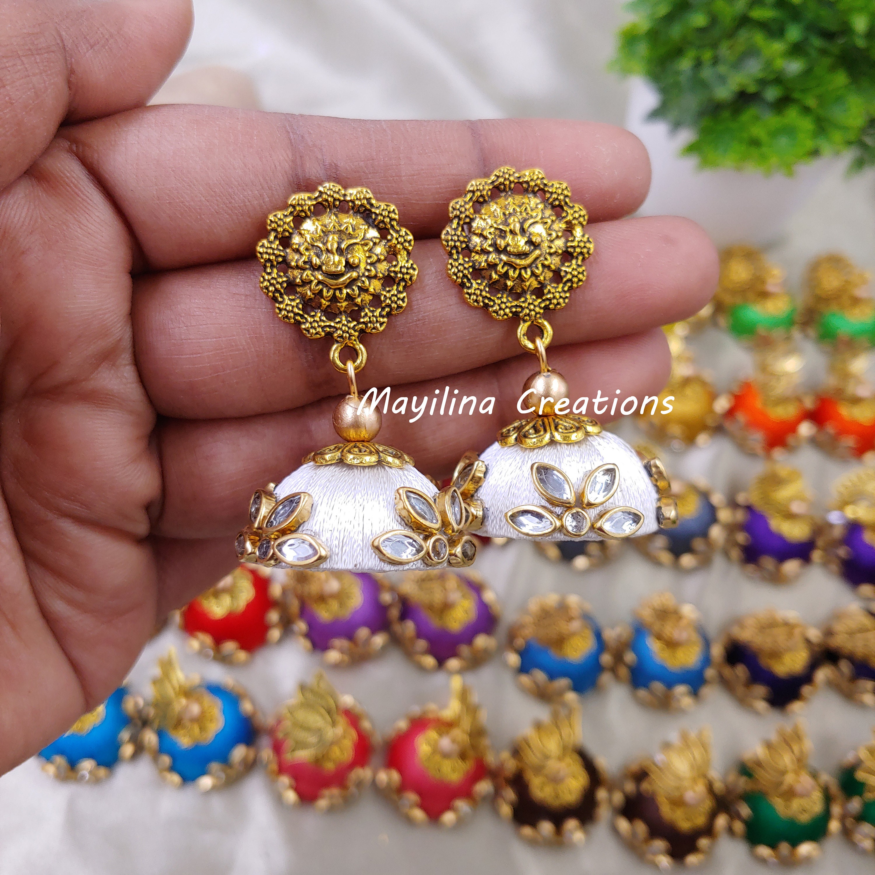 Silk Thread Earrings for Women Return Gifts for Mehndi Baby shower Marriage Diwali Pooja and House warming Ceremony