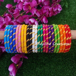 Multicolor Silk Thread Bangles, Set of 24 bangles for Kids and Adults