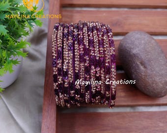 Designer Glitter Glass Bangles - Set of 12 Bangles - Aditi
