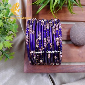 Designer Glass Bangles - Iniya - Set of 12 Bangles