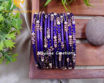 Designer Glass Bangles - Iniya - Set of 12 Bangles