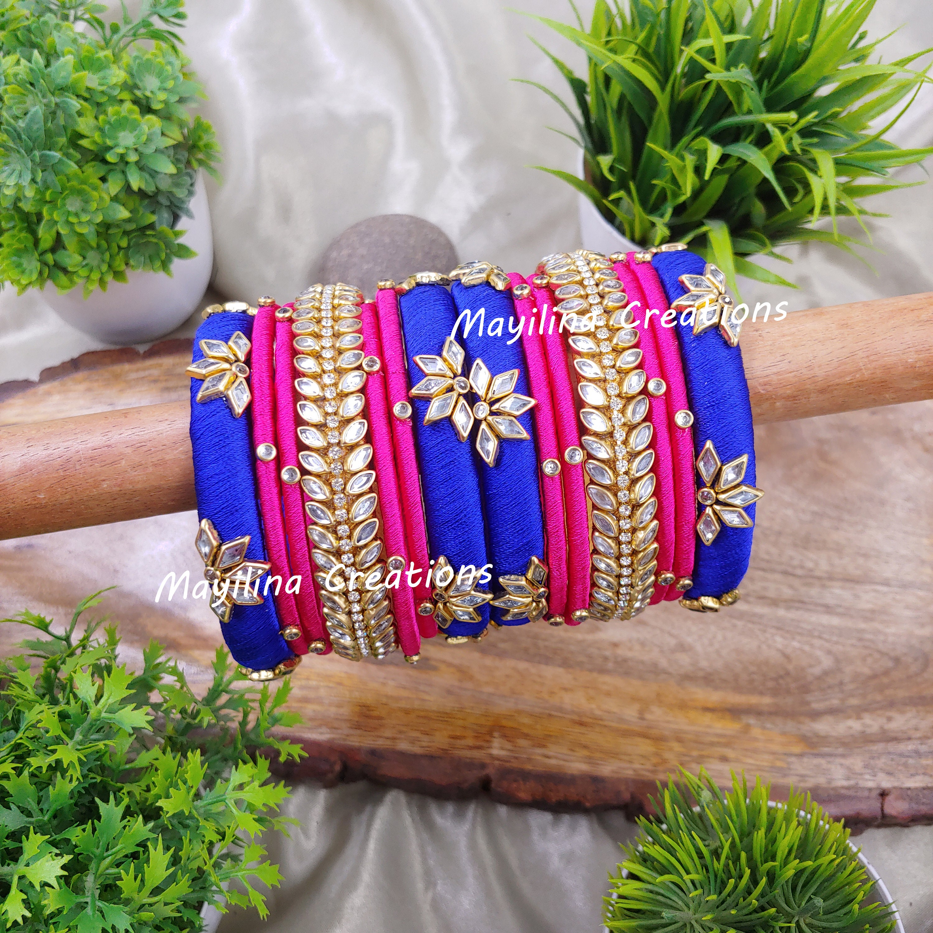 Pink and Peach Silk Thread Budget Friendly Bangles for Women | Indian ...