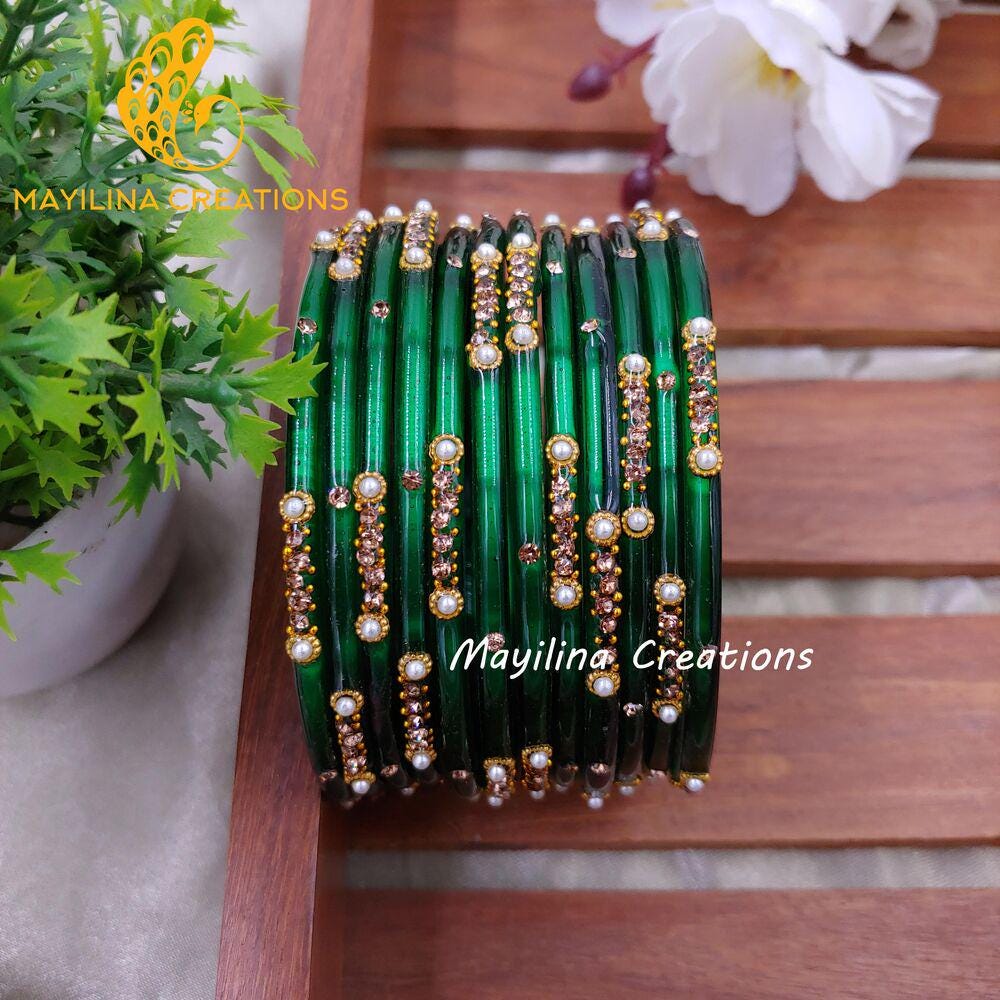 Negha Designer Glass Bangles - Negha (set of 12 Bangles) - Etsy