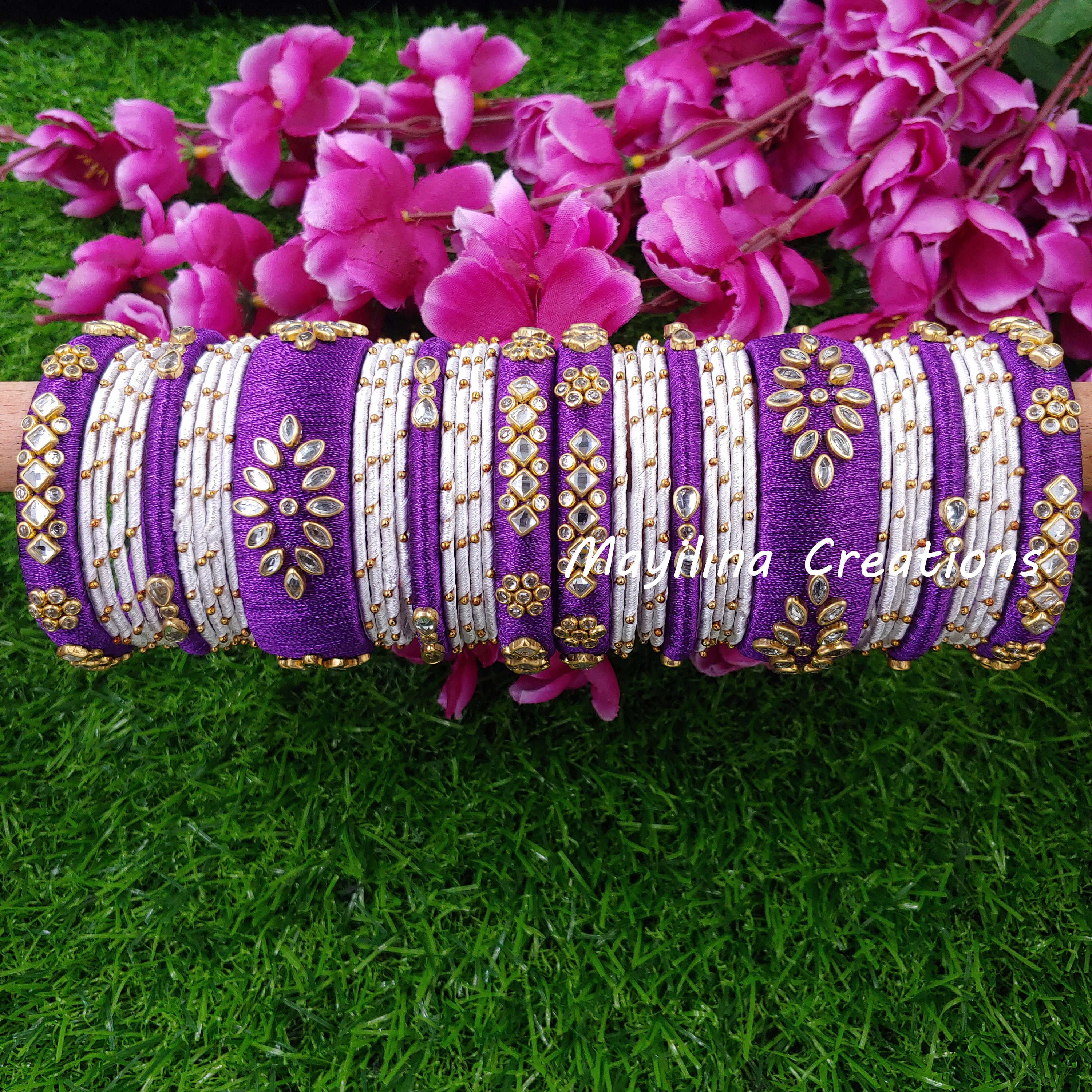 Purple colour silk thread bangles discount