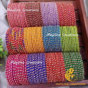 Glittering Stone Glass Bangles (12 Bangles)