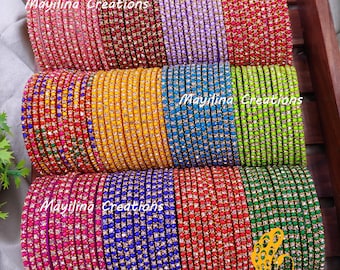 Glittering Stone Glass Bangles (12 Bangles)