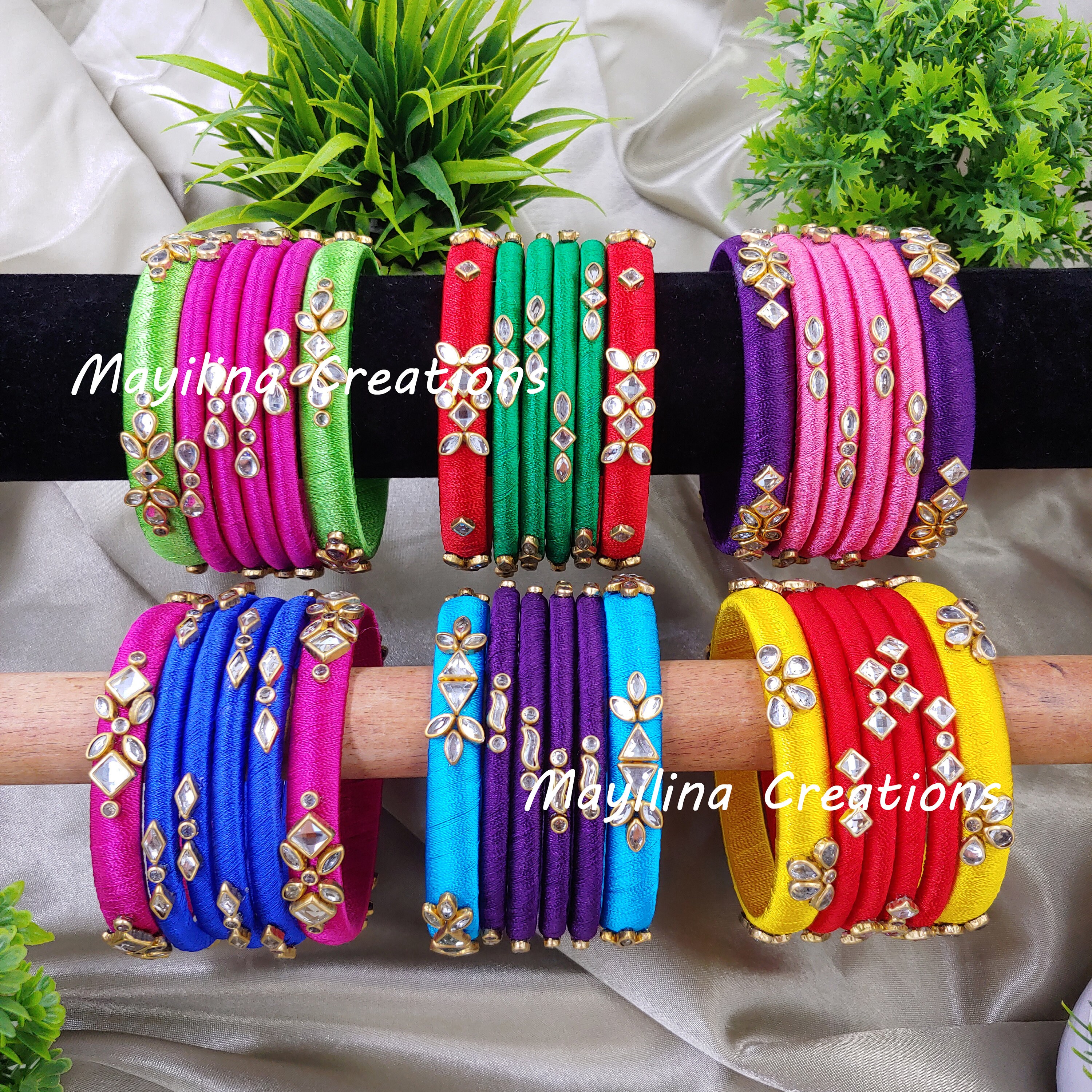 Multicolor Silk Thread Bangles for Return Gifts and Daily Wear Set