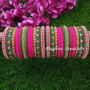 Pink and Green Bridal Bangles for Wedding