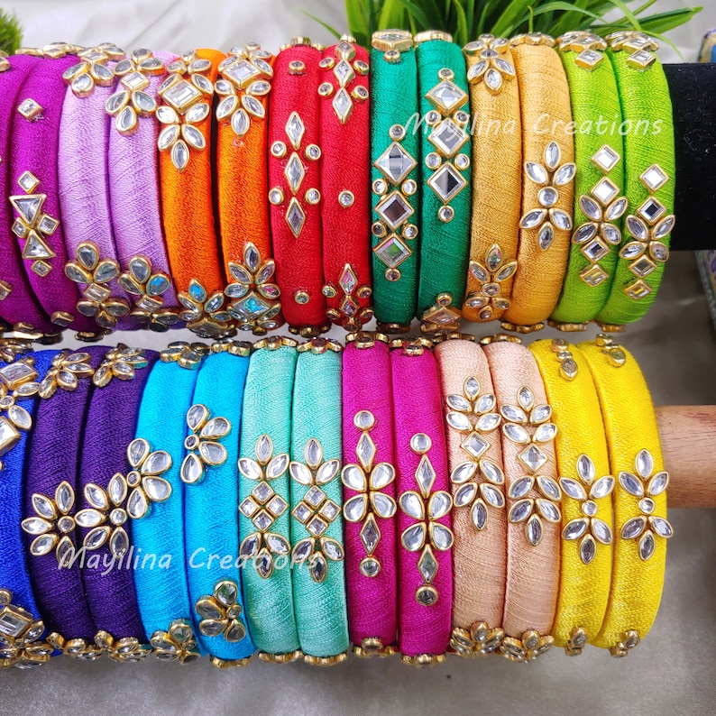 Multicolor Silk Thread Bangles(set of 2 to 20 Bangles) Return Gifts for ...