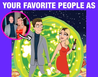 Rick and Morty Custom Portrait | Personalized Rick & Morty Family / Couple Portrait
