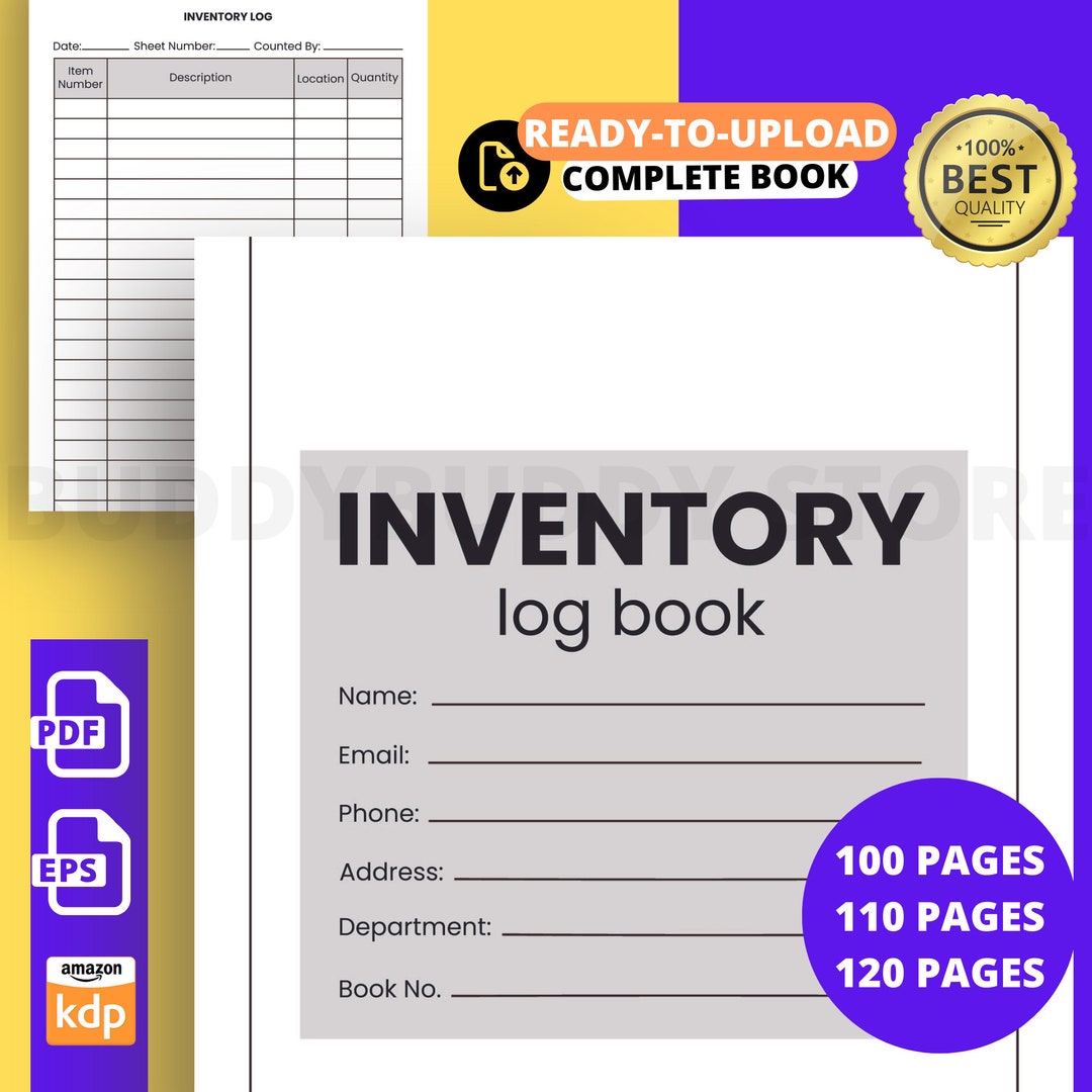 Inventory Log Book Amazon KDP Interior Ready to Upload Etsy