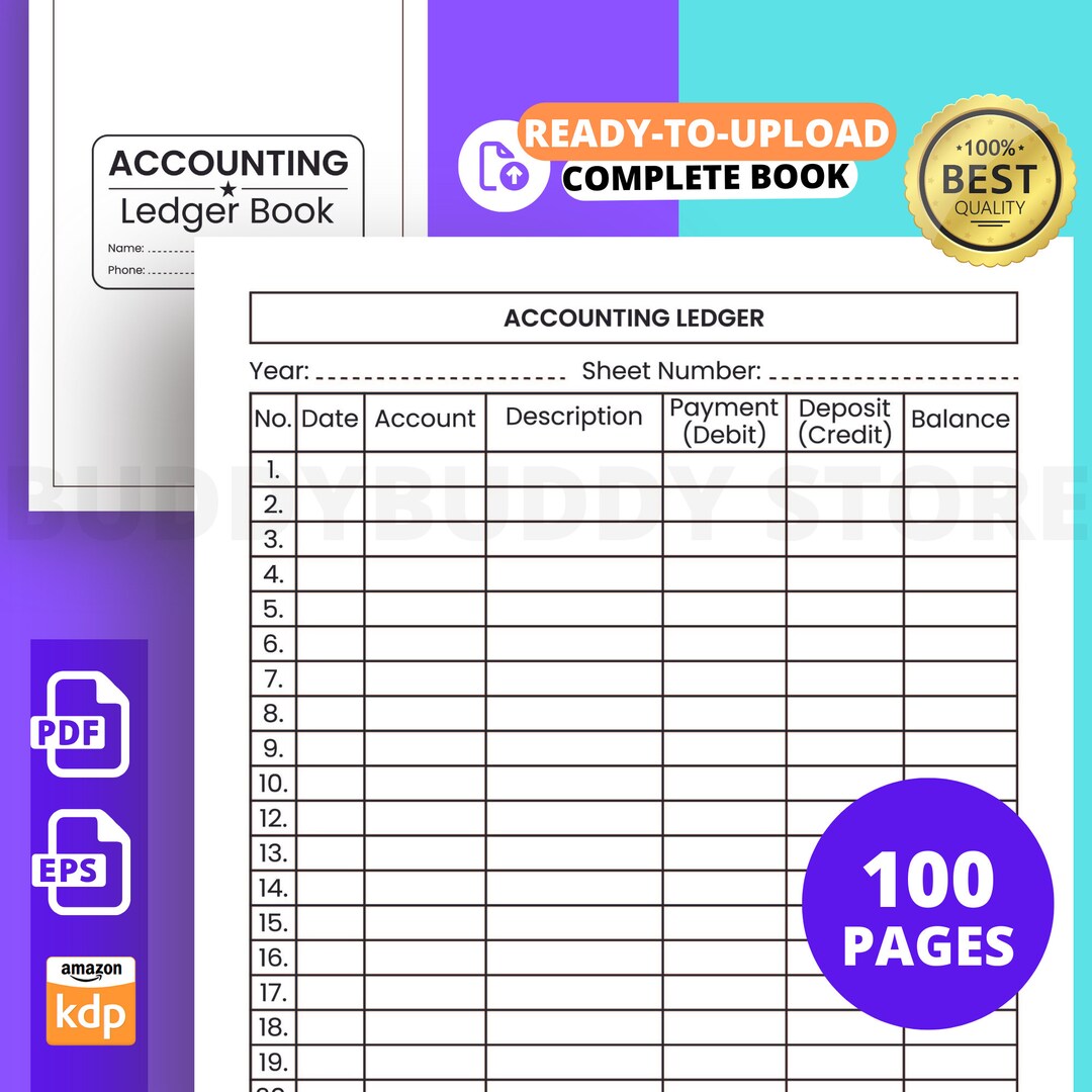 Accounting Ledger Log Book Amazon KDP Interior Ready to Etsy