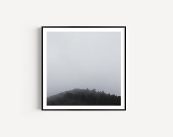 Mist landscape photography “Misty Summit” - unframed photo print