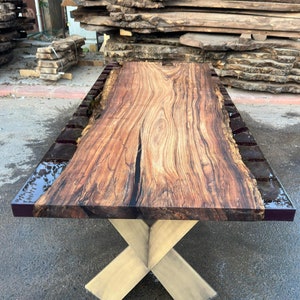 Black Walnut Epoxy Conferance Table, Live Edge Clear Resin Meeting Office Table, 14 Person Epoxy Resin Table, Natural Ancient Epoxy Table
