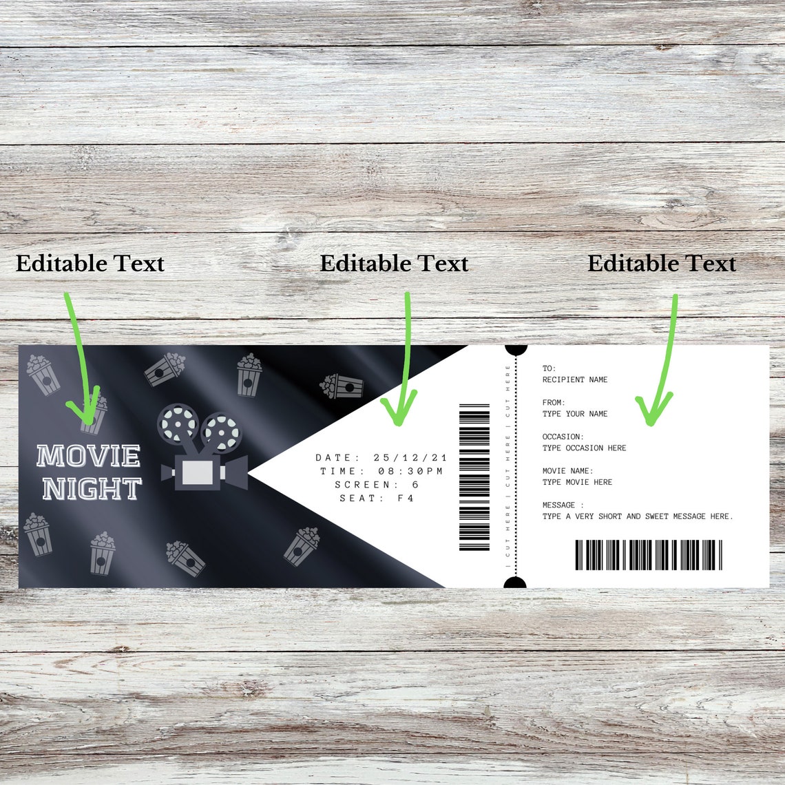 Movie Ticket Printables, Editable Movie Tickets, Movie Ticket Template Printable, DIY Movie ...