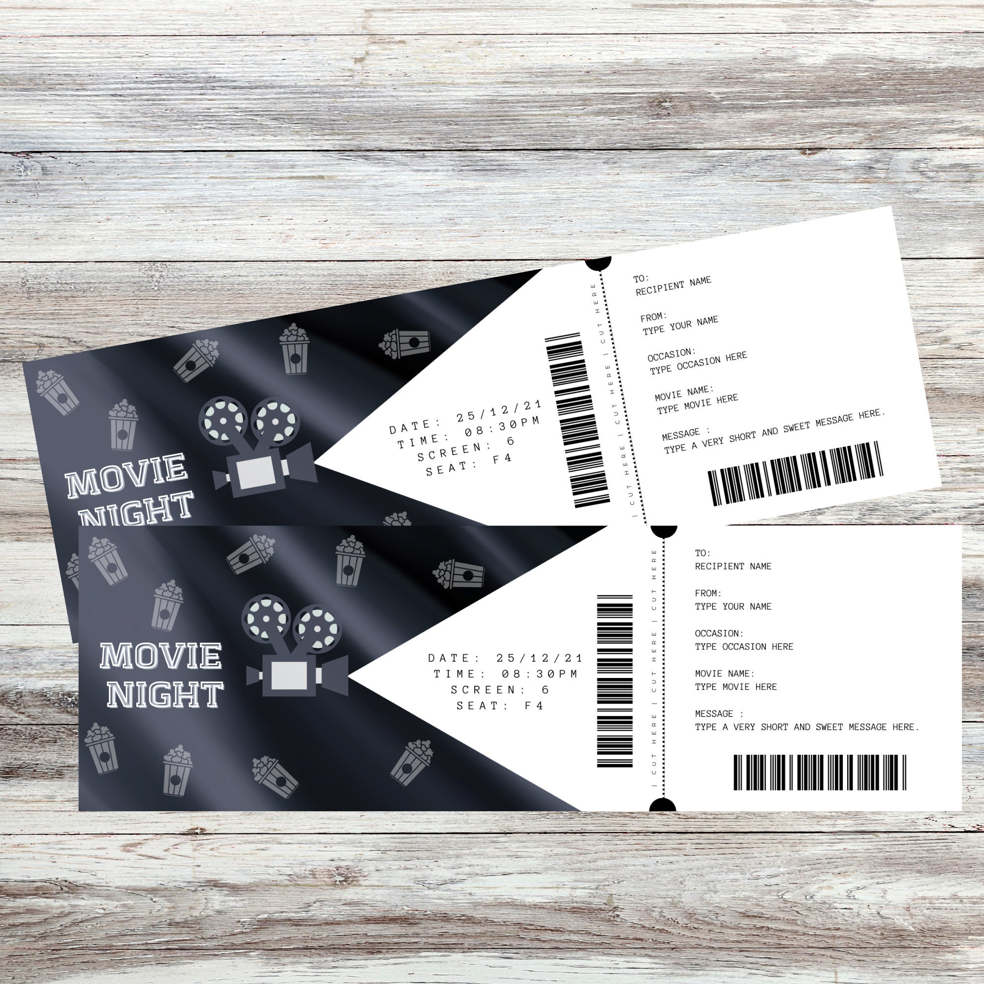 Movie Ticket Printables Editable Movie Tickets Movie Ticket Etsy