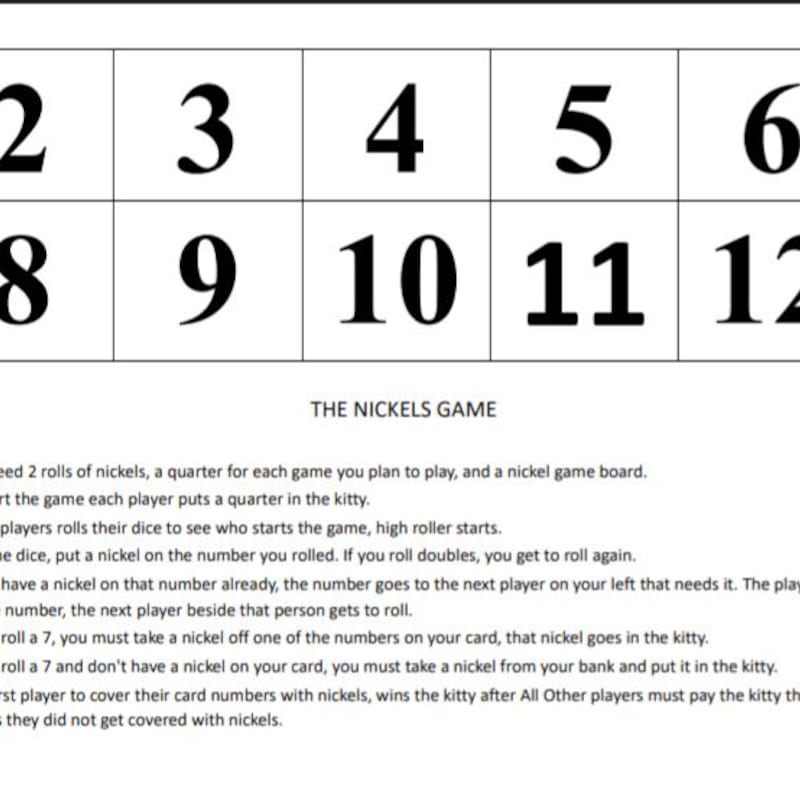 Nickels Game Board - Etsy