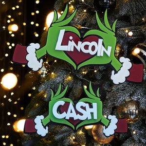 Grinch Ornament, Personalized Ornament, Grinch Stocking Tag, Stocking Tags, Grinchmas, Grinch Name Tag, Christmas Ornament, Christmas Tags
