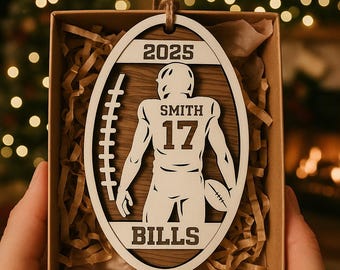 Custom Football Ornament 2025, Athlete Keepsake, Custom Football Player Ornament, Personalized Football Player Keepsake, Football Fan Gift
