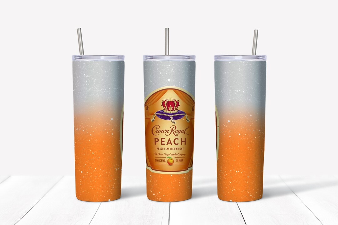 Crown Royal Peach, 20 Oz Skinny Tumbler With Straw, Crown Peach Tumbler