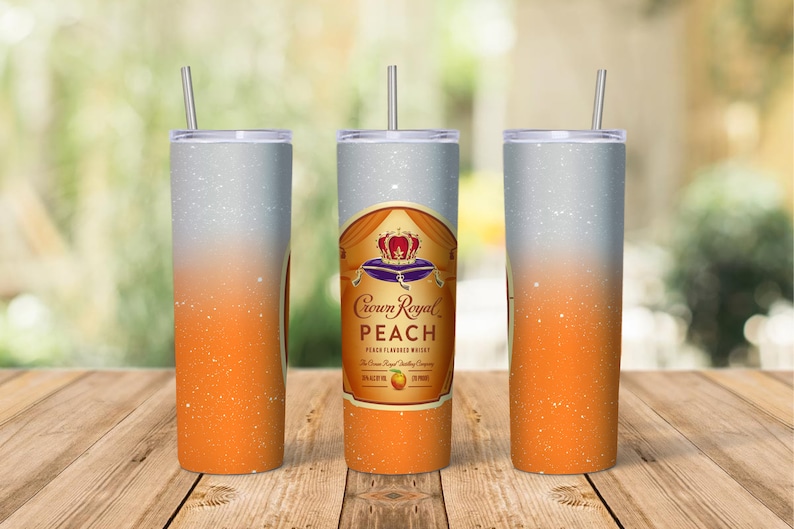 Crown Royal Peach 20 Oz Skinny Tumbler With Straw Crown Etsy