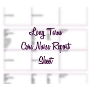 Long Term Care SNF Nurse Report Sheet Brain Sheet LPN RN