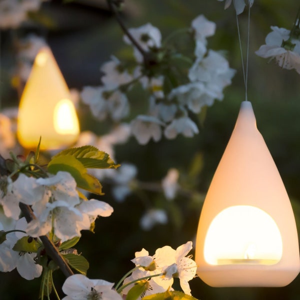 Baumlichtset (3er-Set), handgemachtes Windlicht ,Porzellan, Beleuchtung Garten, Balkon und Weihnachtsbaum, Dekoration