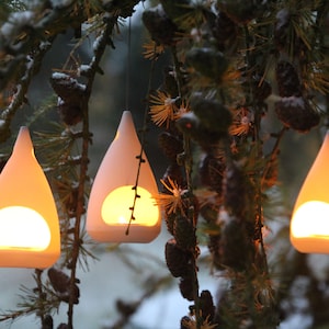 Baumlichtset 3er-Set, handgemachtes Windlicht ,Porzellan, Beleuchtung Garten, Balkon und Weihnachtsbaum, Dekoration Bild 2
